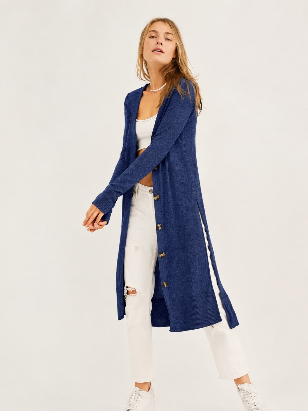 Free People Perfect Match Cardi Heather Ribbed Maxi Cardigan
